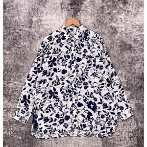 Outerknown Top Medium Womens Floral Linen Long Sleeve Button Shirt